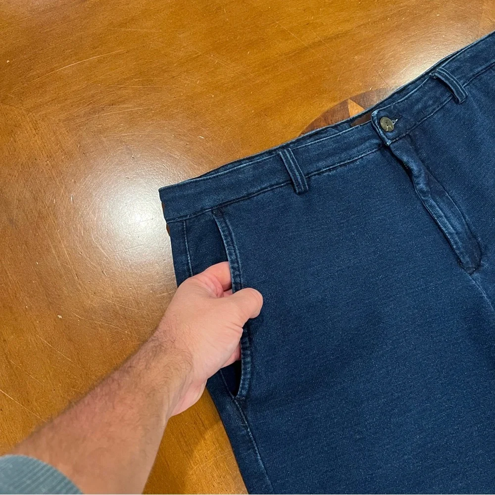 Thomas Dean Men’s Natural Indigo Stretch Cotton‎ Flat Front 9” Shorts Blue 38 - Picture 4 of 16